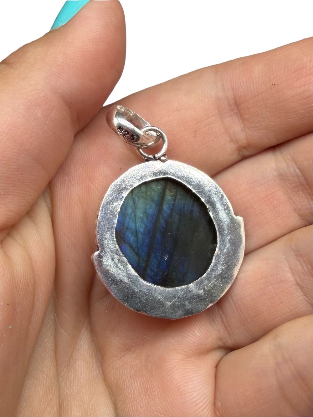 Labradorite Necklace Pendant 925 Sterling Silver Overlay - Picture 6 of 6
